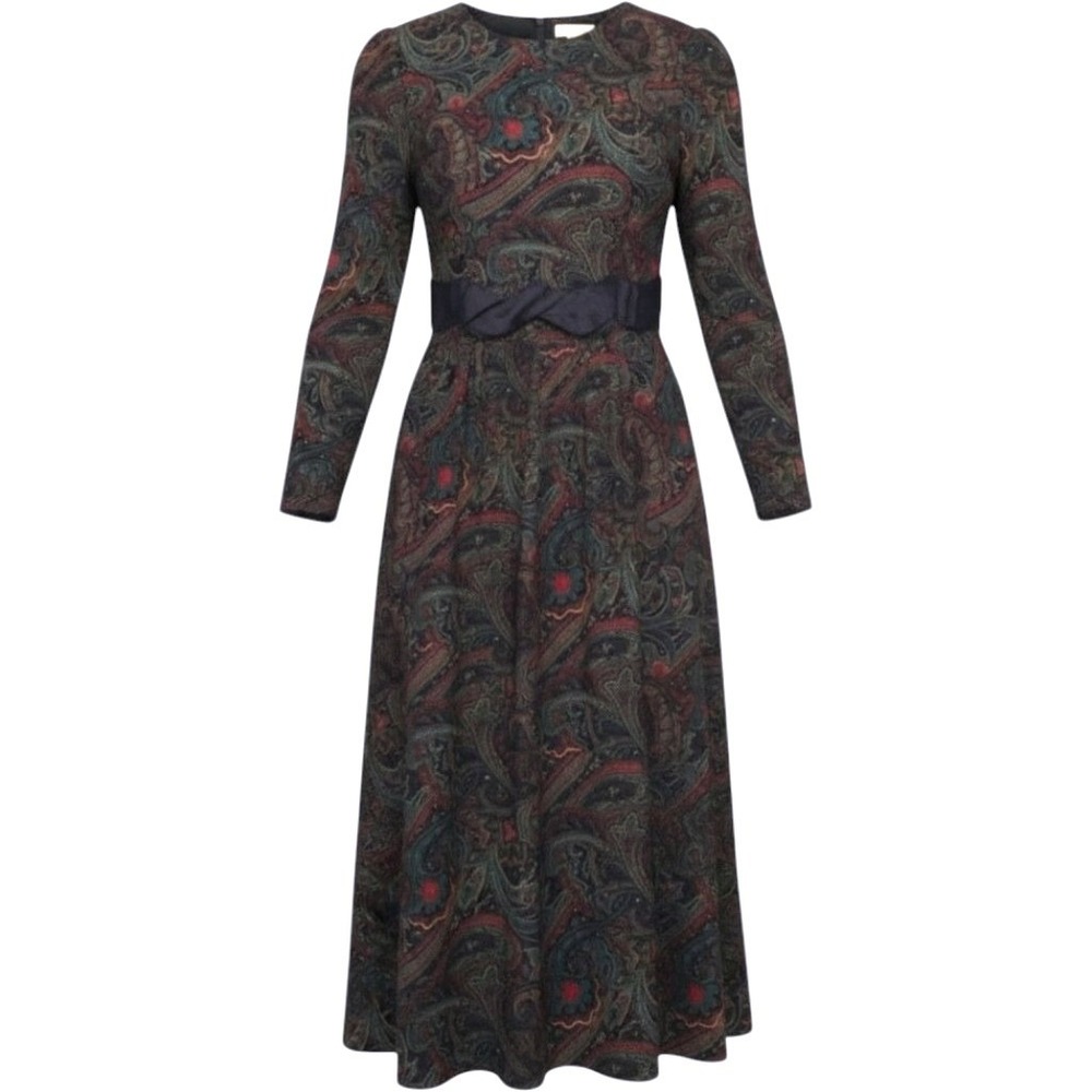 Vintage Kathie Lee Dark Paisley Pattern Long-Sleeve Dress 12  Whimsigoth Cottage